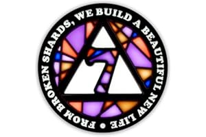 Stained Glass 7 Year AA Chip Sobriety Coin Medallion, Fragments to Freedom Alcoholics Anonymous Addiction Recovery Anniversary Token, Inspirational Sober Gifts for Men and Women by the Token Shop