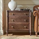 HULALA HOME Traditional End Table with Charging Station, Fluted End Tables with Wood Drawers and Solid Wood Spindle Legs, 28 