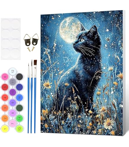 MOGTAA Camping Paint By Numbers For Adults, Mountain Moon Paint By Numbers For Kids