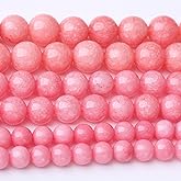 Pink Jade Stone Beads Gemstone Round Crystal Energy Jade Stone Beads for Jewelry Making DIY Bracelet Necklace 1 Strand 15.5inch 45PCS 8MM