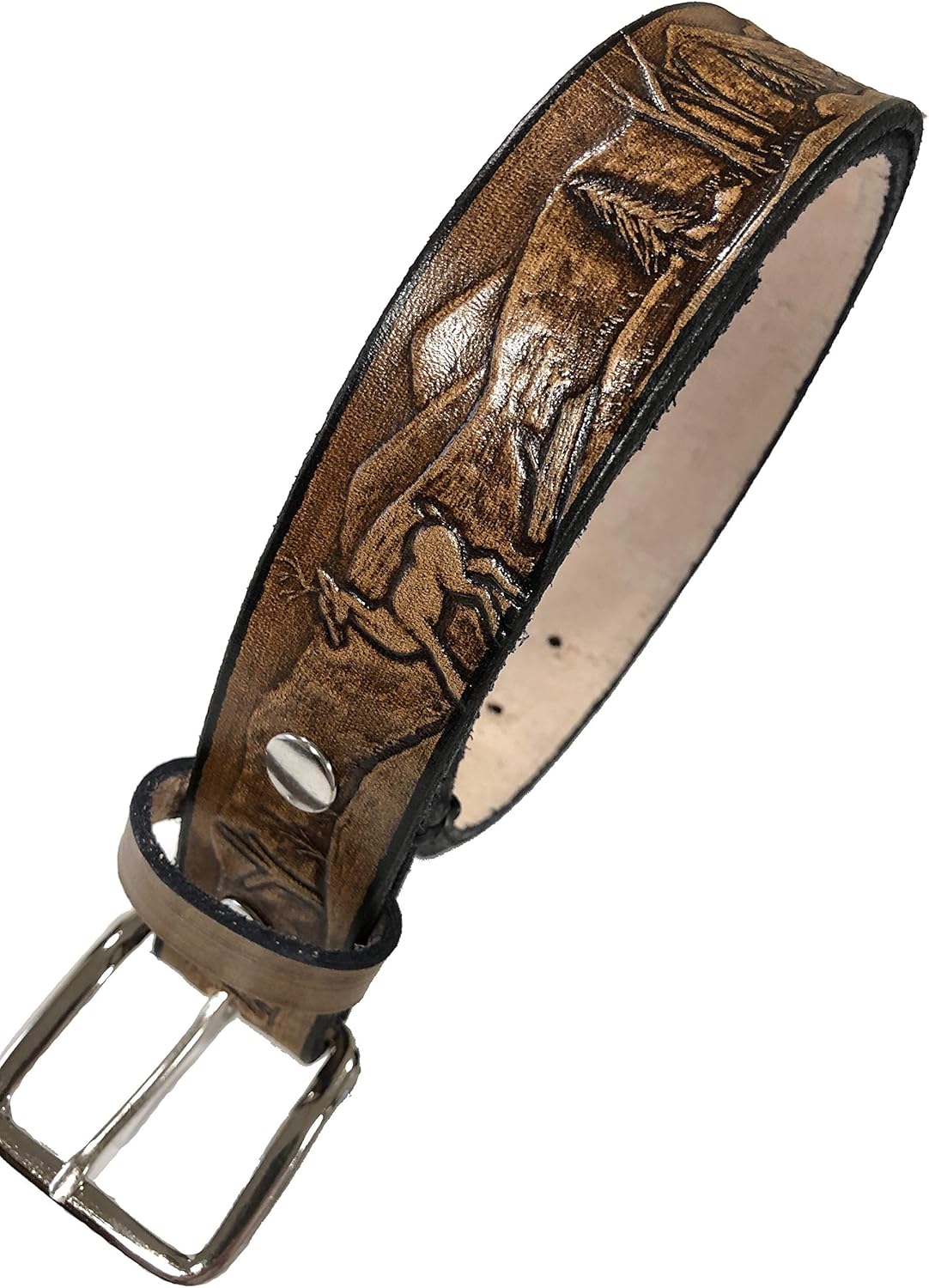 Deer Design Handmade Mens Leather Belt Western Work Casual Belt 1.5