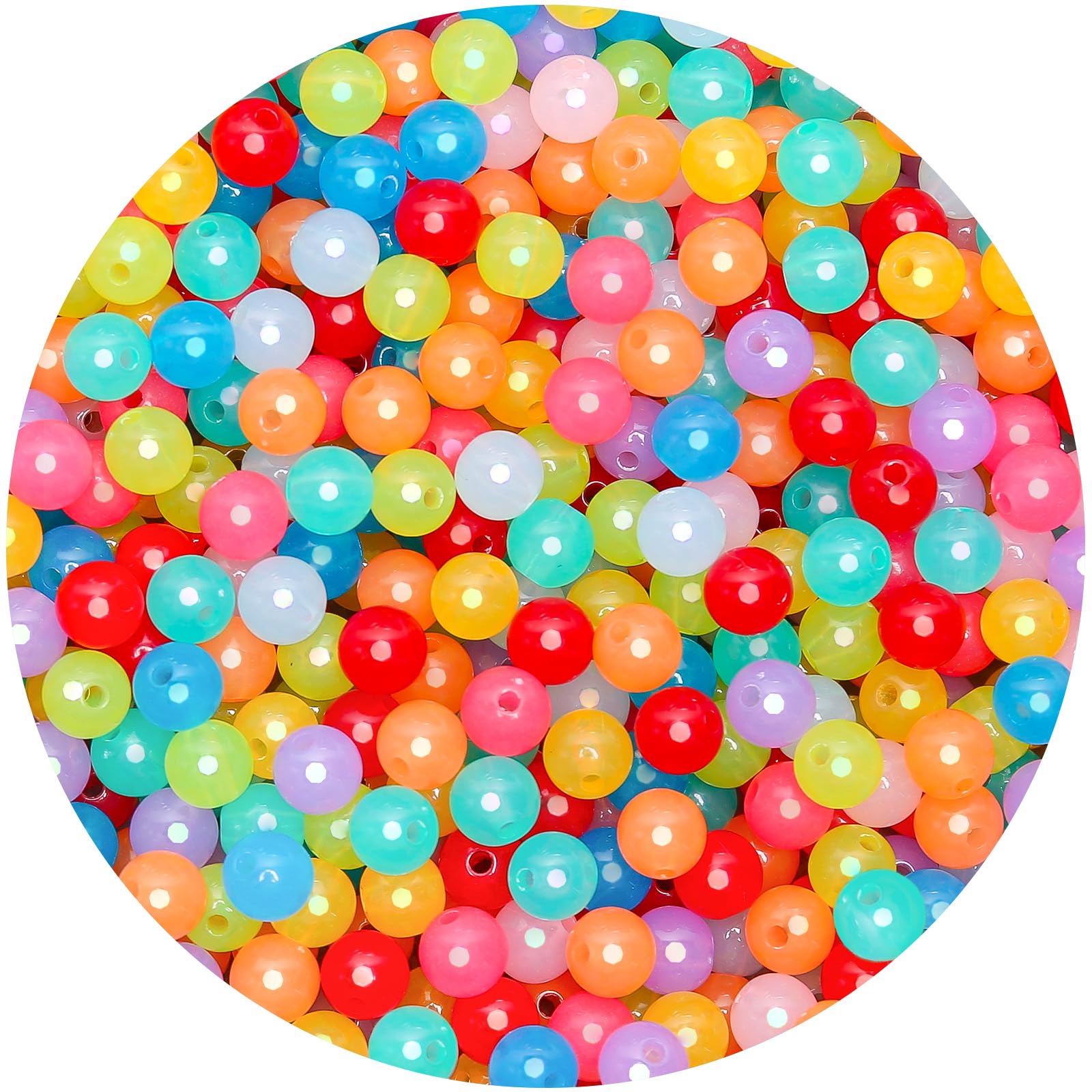 Photo 1 of 1000PCs 6MM Jelly Deep Mix Colors Round Beads, Smooth Transparent Acrylic Balls, Plastic Resin Gumball Bubblegum Chunky Beads for Necklace & Bracelet Making, Crafting Supplies