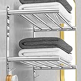 CAXIMSY Adjustable Towel Bar for Bathroom Wall Mount17-30.7inch Adhesive Shower Towel Rack Stainless Steel Bath Towel Holders for Toilet Kitchen Double Towel Hanger (Double Towel Rack)