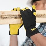 HANDLANDY Men Leather Gardening Gloves XL Yellow-Black Dexterity Breathable view 6