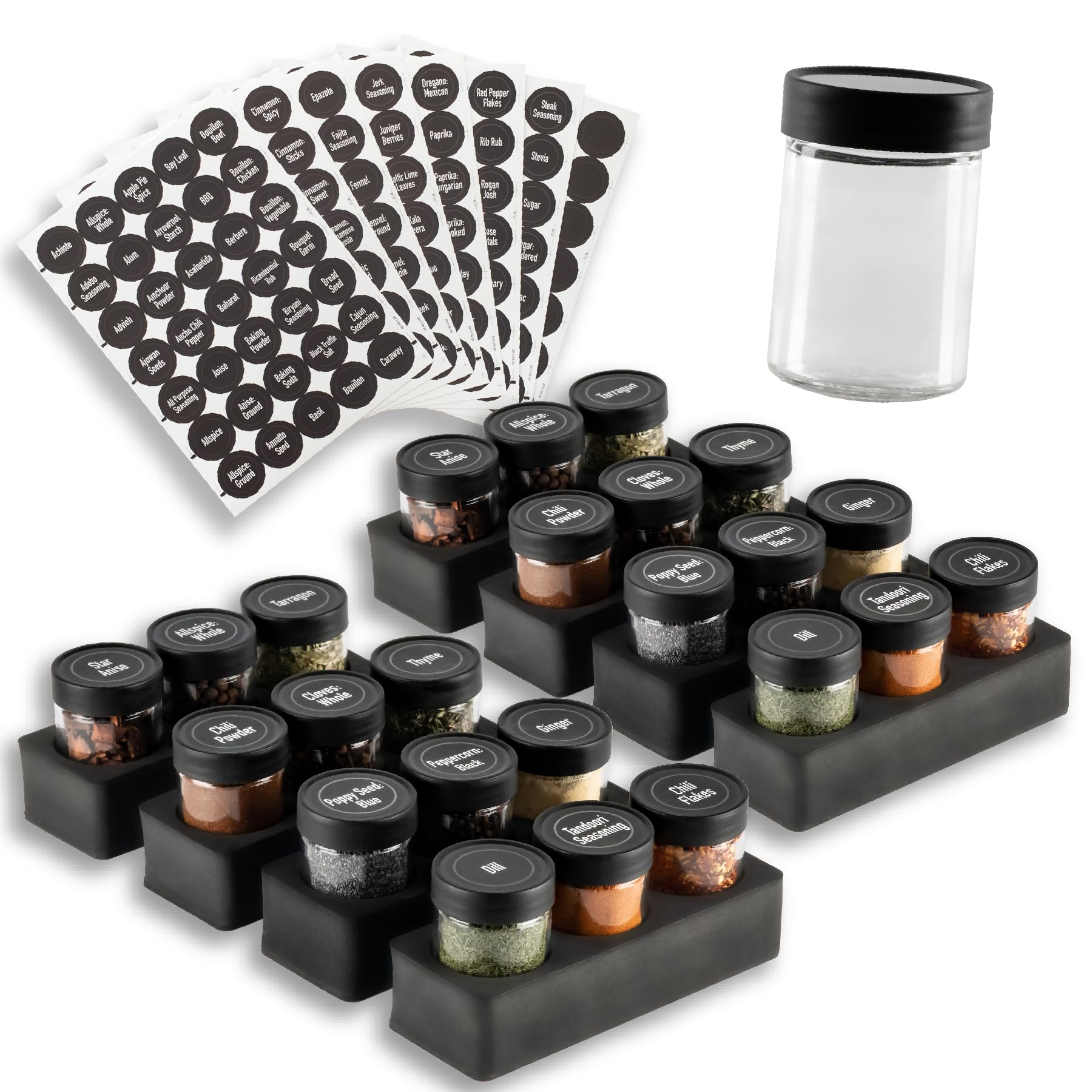 Photo 1 of AllSpice InDrawer Spice Rack Organizer with Short Jars (24 3” Jars with Labels)