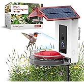 Quick Setup Smart Solar Hummingbird Feeder with Camera 1080P 2MP High-Def and WiFi AI Bird Identification Birdfeeder, Ant Guard Moat, Squirrel Alarm, Removeable Tray, Identifies 10,000+ Birds