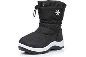 Ahannie Boys Girls Snow Boots Toddler Kids Winter Boots Water Resistant Warm Side Zipper Shoes(Toddler/Little Kid)