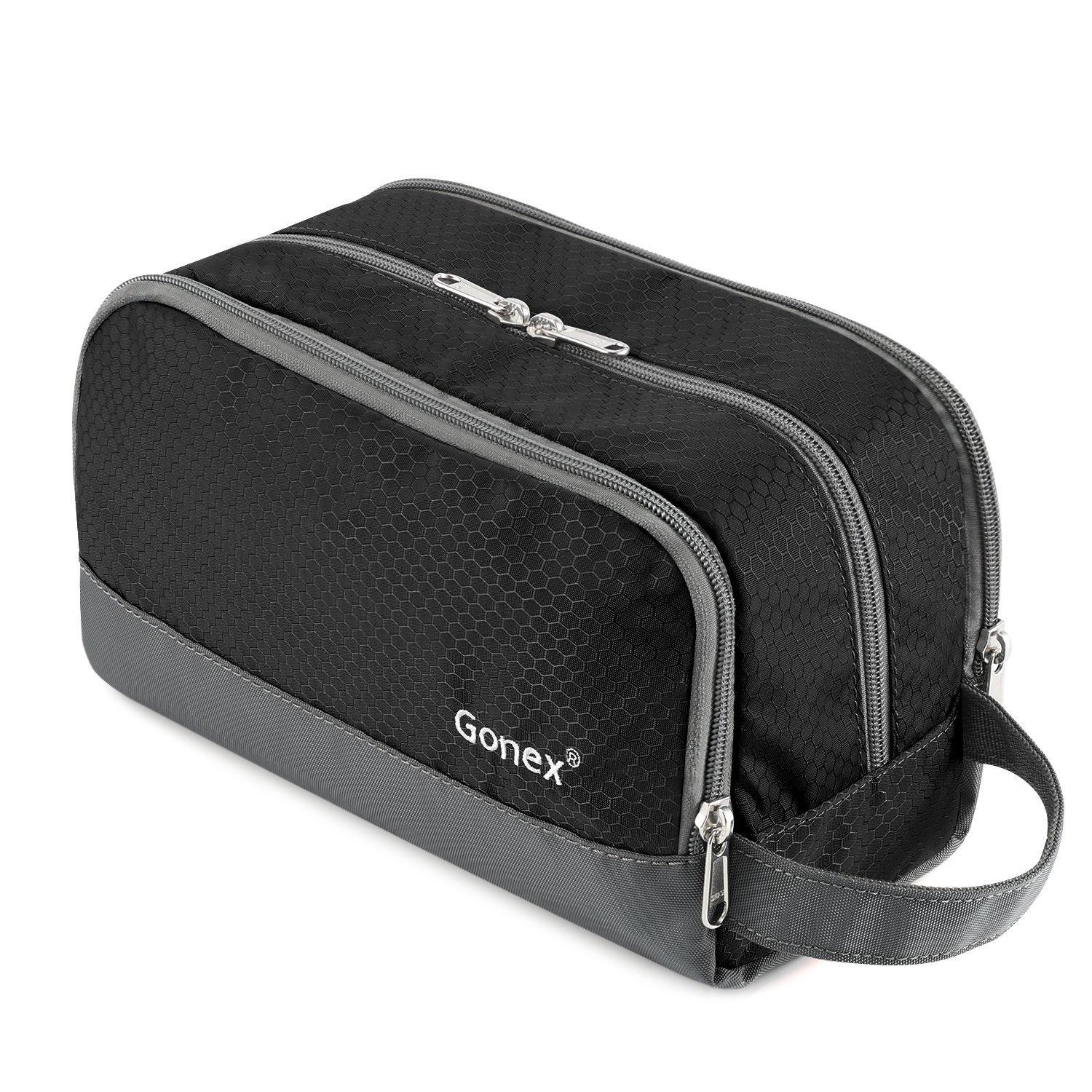 Nylon Travel Toiletry Bag with Strap, Gonex Toiletry Organizer Shaving Bag Black