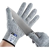 Numjot Cutting Gloves,1 Pairs Food Grade Level 5 Protection, Safety Kitchen Cut Gloves for Oyster Shucking, Fish Fillet Processing, Mandolin Slicing, Meat Cutting and Wood Carving(Gray-Large)