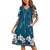 Ekouaer Womens House Dress Floral Print Nightgown with Pockets Mumu Dress