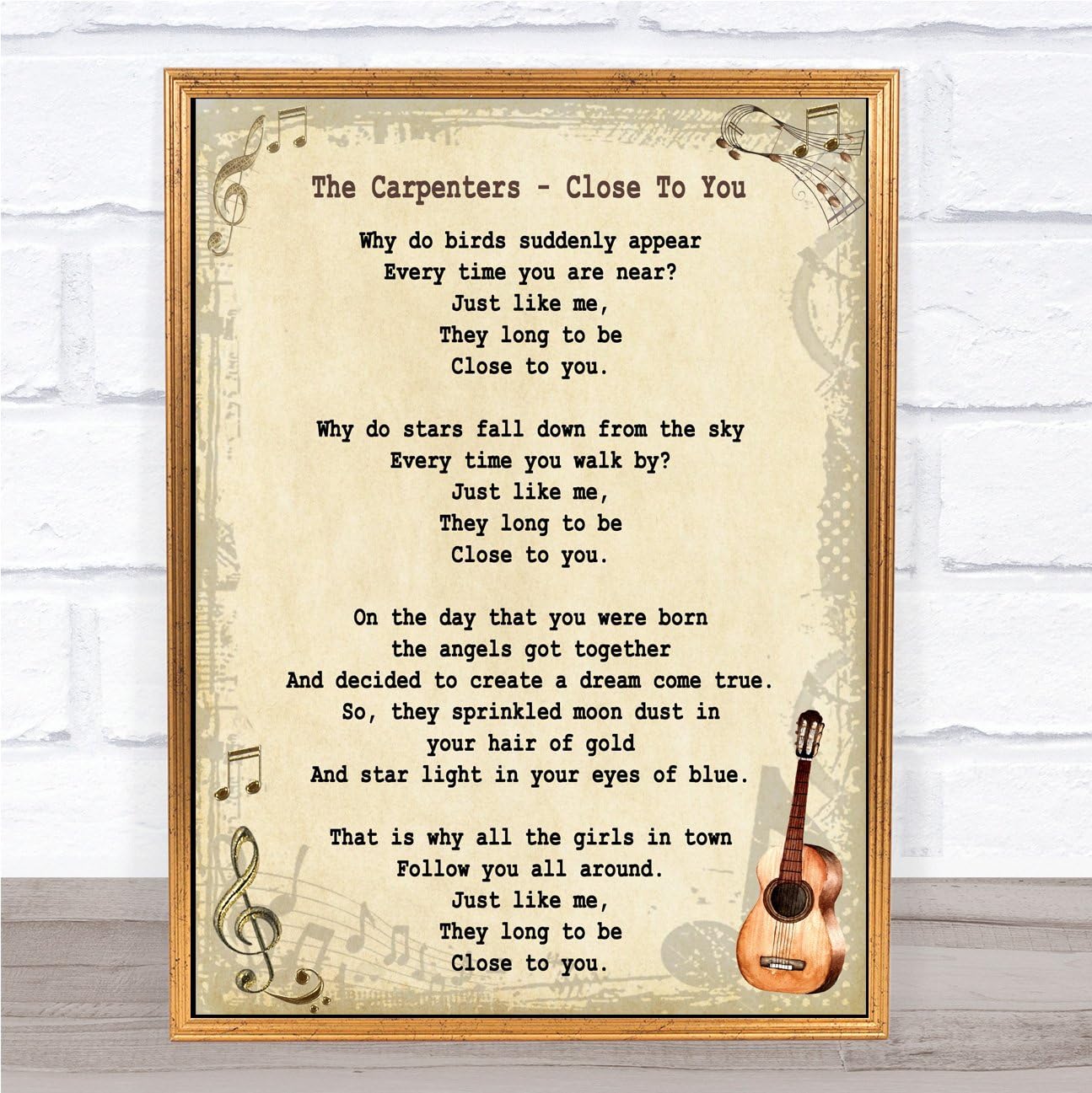 Amazon Com Close To You Song Lyric Vintage Quote Print Office