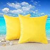 TAOSON Pack of 2,Yellow Outdoor Waterproof Pillow Covers Decorative Farmhouse Throw Cushion Covers Square Solid Color Couch Pillow Covers Spring for Patio Tent Bed Sofa Living Room 18"x18"/45x45cm