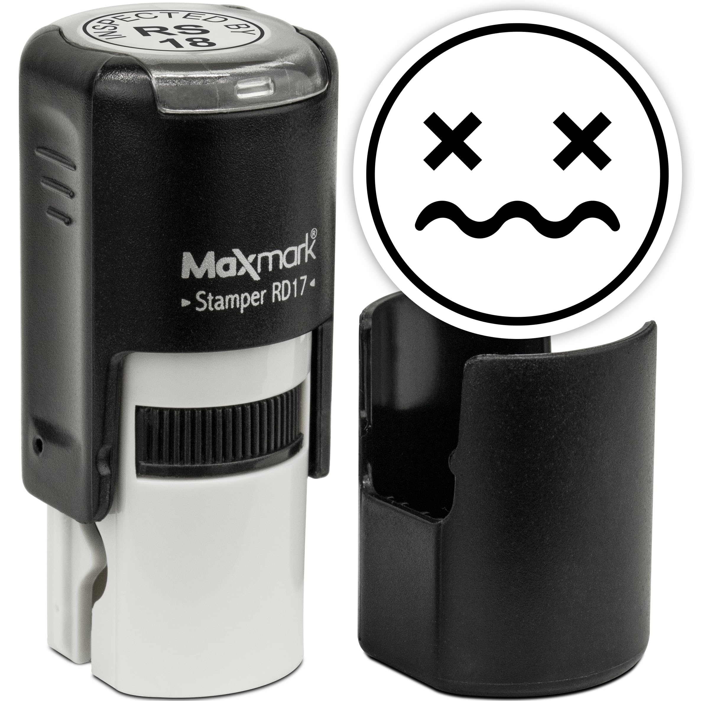 MaxMark Round Self Inking Emoji Stamp - Distressed