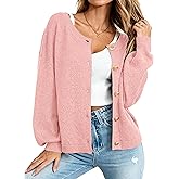 MASCOMODA Fall Long Sleeve Oversized Cardigan Sweaters for Women Trendy Short Open Front Gold Button Up Sweater Jackets
