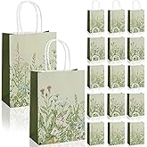 Bolsome 24Pcs Vintage Wildflower Paper Gift Bags Retro Floral Party Favor Bags with Handles Herb Goodie Candy Treat Bags for Wedding Birthday Baby Shower Party Supplies