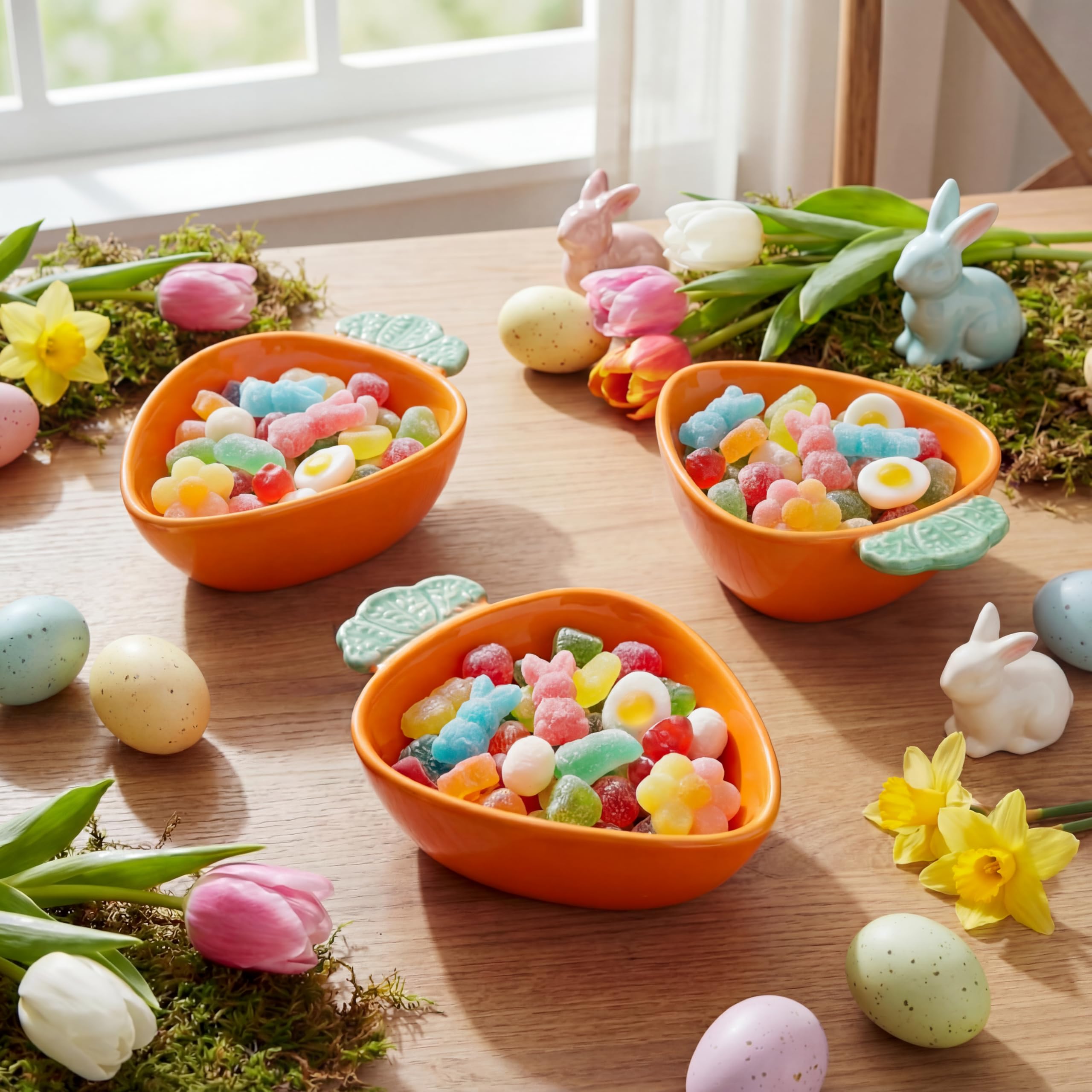 Photo 1 of Qinyoung 3 Pcs Easter Carrot Candy Dish Bowl Carrot Shape Serving Bowl Ceramic Candy Bowls Cute Easter Decorations Spring Candies Servers for Holiday Office Home Kitchen Table Desk