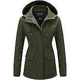 Pursky Women's Cotton Anorak Jacket Lightweight Casual Military Jackets Safari Utility Coats With Removable Hood