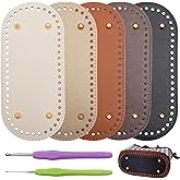 5 PCS Bag Bases 8.6" x 3.9" Purse Bottoms for Crochet Bags with 2 PCS Crochet Hook 5 Colors Leather Purse Bottoms for DIY Bags Making Supplies Kit Knitting