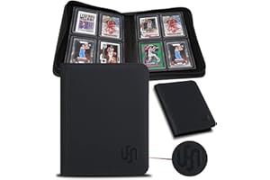 Toploader Binder 4 Pocket, HYMENEX Top Loader Card Binder Holds 112 Toploader Cards for Trading Sports Cards - Black