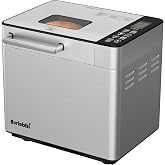 Bread Maker Machine, 2LB Stainless Steel Bread Machine with Nut Dispenser | 12 Menu Options, 3 Loaf Sizes up to 2 Lb., 3 Crust Colors, Removable Ceramic Nonstick Baking Pan, Automatic Nut Dispenser