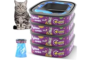 FLYDEW Cat Litter Refill Bags - 4-Pack Lasts 16 Months Jumbo Genie Refill Cartridge, for Cat Genie Standard, Plus, XL+ Pail Refills, EVOH Odor Control,Pet Genie Refill
