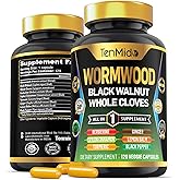 Tenmido Wormwood Black Walnut Clove Capsules - 9in1 Wormwood Extract Formula with Berberine, Ceylon Cinnamon, Turmeric, Ginger & More - Vegan, Non-GMO - 120 Capsules