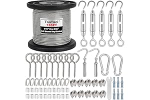 TooTaci 1/16 Wire Rope Kit, 165ft Vinyl Coated Aircraft Cable 7x7 Strands, 1/16" Stainless Steel Cable with Turnbuckle Wire T
