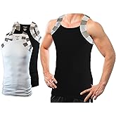 Different Touch 2 Pack Men Square Cut Two Tone Trim Tank Top