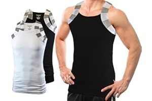 Different Touch 2 Pack Men Square Cut Two Tone Trim Tank Top