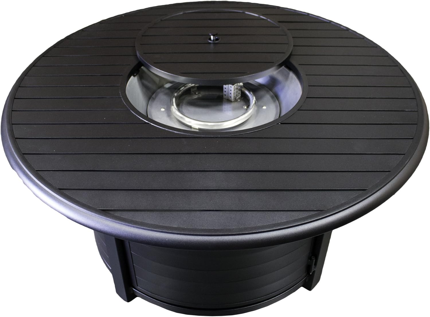 Hiland F-1350-FPT 42,000 BTU Extruded Aluminum Round Slate Top Propane Fire Pit, Large, Black