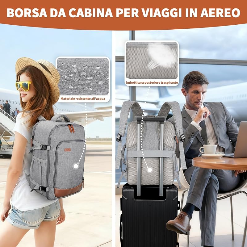 Zaino Ryanair 40x30x20, 24L Bagaglio a Mano Zaino da Viaggio Donna — foto 6 di 6