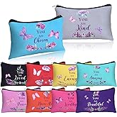 Shinylin 10 Pcs Christian Gifts for Women Faith Religious Makeup Bag Inspirational Christian Gifts Bible Verse Scripture Toiletry Bag Canvas Pouch for Galentine Mom Women(You Are Loved)