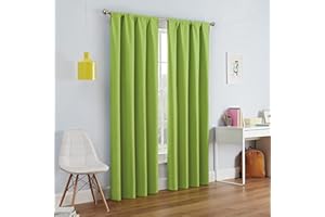 ECLIPSE Kendall Modern Blackout Thermal Rod Pocket Window Curtain for Bedroom or Living Room (1 Panel), 42" x 63", Lime
