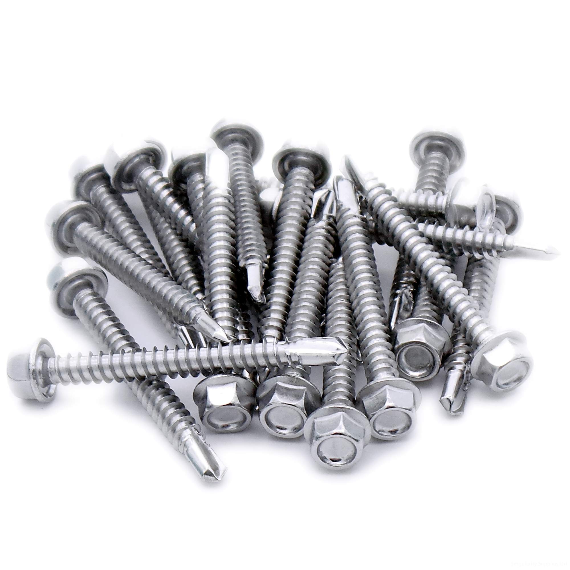 No.10 x 1.8 (4.8mm x 45mm) Hex Self-Drilling Screw (Flanged) - Stainless Steel (A2) (Pack of 20)