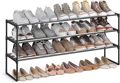 Songmics 3-Tier Shoe Rack Storage Organizer Metal 20-24 Pairs 116x30x55
