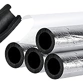 Worldity 4 Pack 2 Inch Pipe Insulation for Copper Pipe, AC Line, 20mm Thick | Self-Adhesive, Pre-Slit Easy Install, Anti Heat Loss, Neoprene Aluminum Film, Moisture UV Resistant, Per Length 40cm/1.3ft