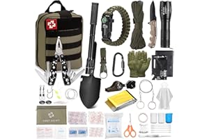 VIOVIEW Emergency Survival Kit and First Aid Kit, Self Defense Kit Safety Kit, Survival Gear and Equipment with Tactical Molle Pouch and Emergency Tent, Outdoor Adventure, Hiking, Hunting, Gifts for Men Women