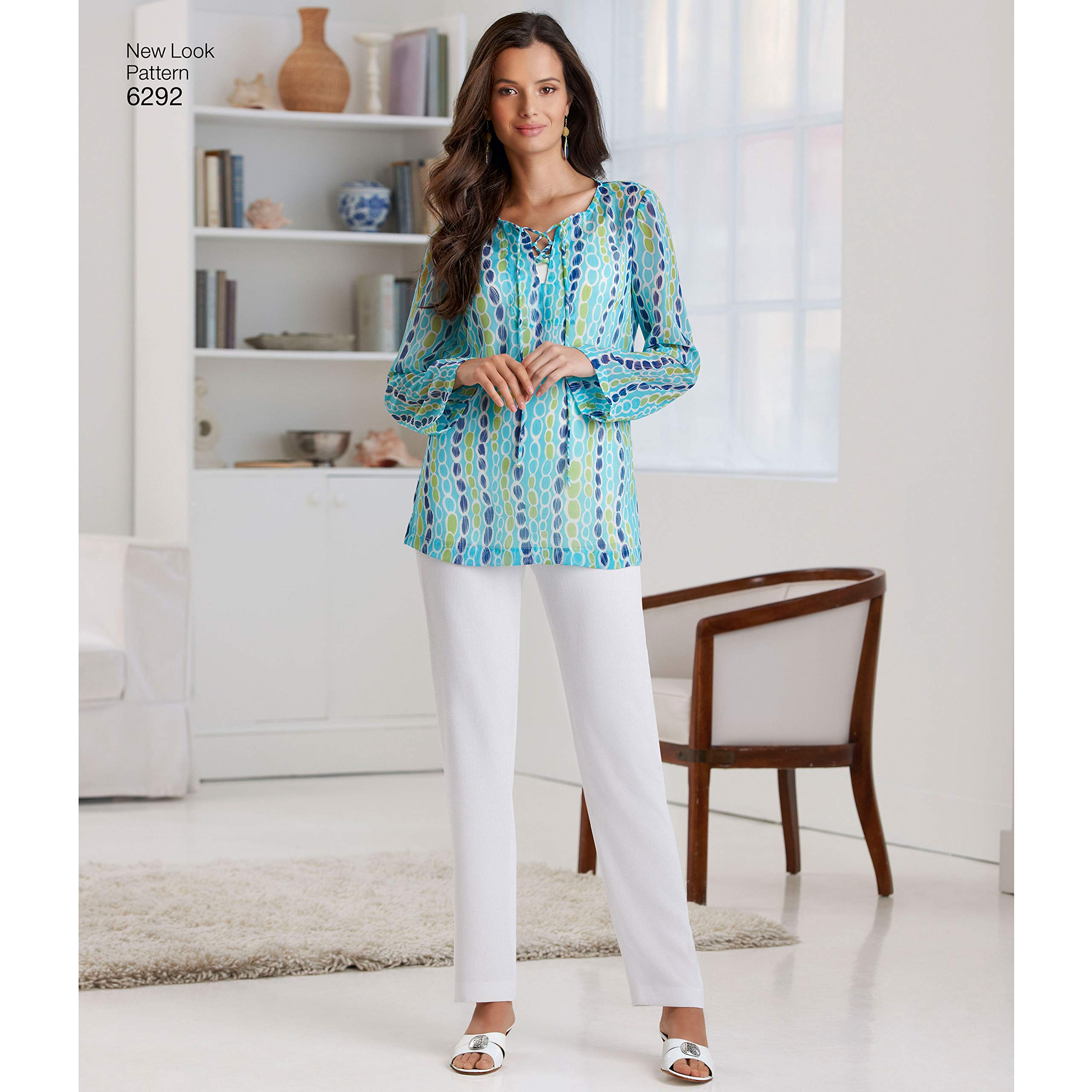 New Look sewing pattern 6292: Misses' Tunic or Top and Pull-on Pants, Paper, WHITE, Size: A (10-12-14-16-18-20-22)