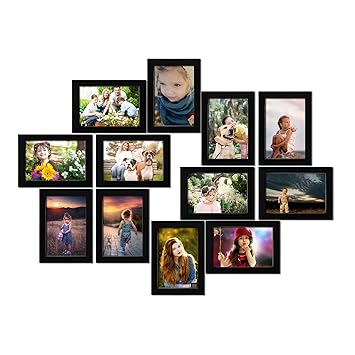 Random Photo Frames (Synthetic Wood, 34 cm x 26 cm x 14.5 cm, Black, Set of 12)