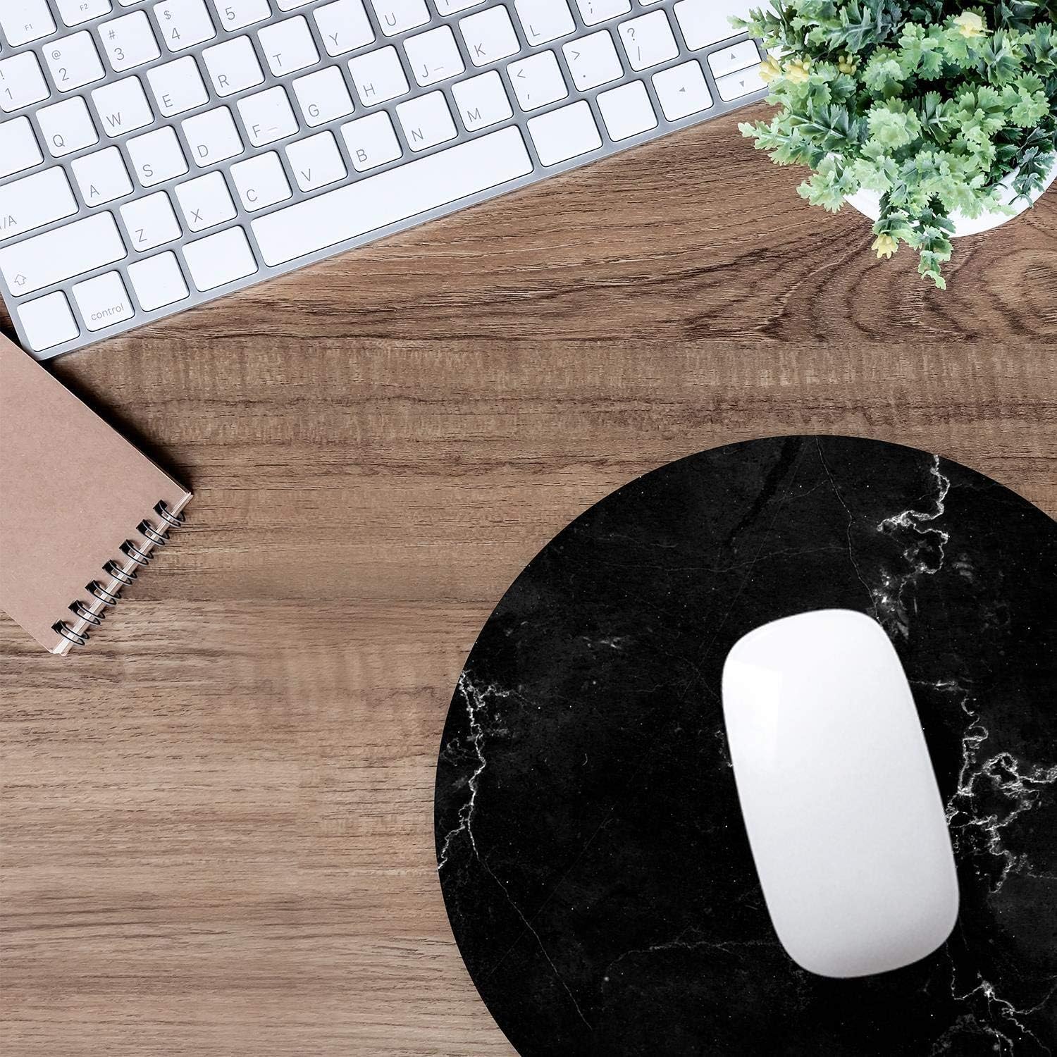Mouse Mat I Diameter 22 cm Round I Mouse Mat Standard Size Non-Slip diameter 22 cm Black marble - Image 3