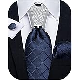 DiBanGu Silk Men's Tie Set Jacquard Woven Ties and Pocket Square Fashion Necktie and Handkerchief Cufflinks Tie Accessories