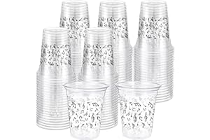 Funnymoom 60 Pack Music Notes Cup 12 oz Disposable Clear Plastic Musical Cups for Men Women Music Birthday Party Decorations Favors Wedding Anniversary