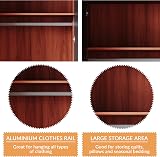 ELEGANT Soft Close 2 Door Wardrobe with Mirrored High Gloss Black Walnut view 6