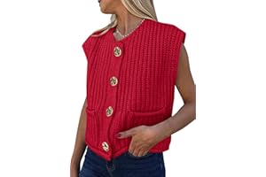 PRETTYGARDEN Women's Summer Sweaters Vest 2025 Sleeveless Button Down Cropped Pockets Chunky Knit Cardigan Trendy Tank Tops