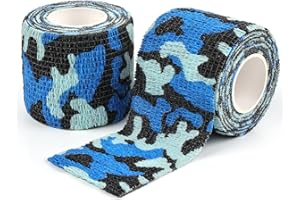 AUPCON Vet Wrap Cohesive Bandages Bulk Self Adhesive Bandage Wrap Self Adherent Wrap Non-Woven for Dogs Pet Animals & Ankle Sprains & Swelling 2 Inch x 5 Yards (2 Pack Ocean Camo)