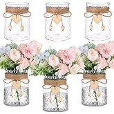 Bud Vase Set of 6 Vases Clear Plastic Small Bud Vases for Flowers Centerpieces Ribbed Vases in Bulk for Wedding Table Decorations Birthday Party Home Decor Housewarming Gifts