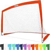 GoSports Portable Soccer Goals for Kids - 13 Color Options - Choose 4 x 3 ft or 6 x 4 ft - Team Tone Pop Up Nets for Backyard