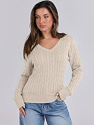 ANRABESS Womens Long Sleeve Cable Knit Sweater 2025