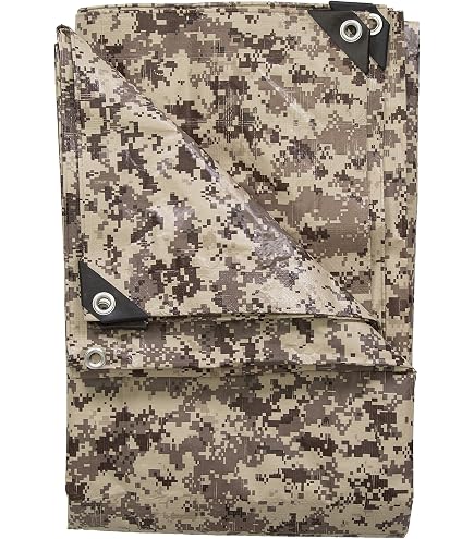 14' X 20' Desert Digital Camouflage Poly Tarp 8 Mil (Finished Size 13'.6 X 19'.6)