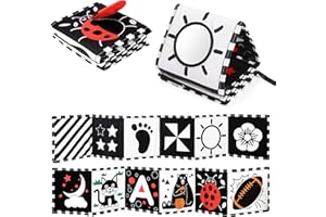 URMYWO Black and White Baby Toys, High Contrast Newborn Toys 0-3 Months Brain Development, Soft Baby Book,Tummy Time Toys, In